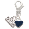 Silver Plated Mini Two Sided Blue Heart - Silver Plated Clip on Charm with Mini Year 2025: Year to Remember Jewelry Gift - Celebrations