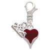 Silver Plated Small Long Maroon Heart - Silver Plated Clip on Charm with Mini Year 2025: Year to Remember Jewelry Gift - Celebrations