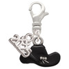 Silver Plated Black Cowboy Hat - Silver Plated Clip on Charm with Mini Year 2025: Year to Remember Jewelry Gift - Celebrations