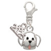 Silver Plated Small Outline Dog Face - Silver Plated Clip on Charm with Mini Year 2025: Year to Remember Jewelry Gift - Celebrations