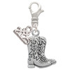 Silver Plated Cowboy Boots - Silver Plated Clip on Charm with Mini Year 2025: Year to Remember Jewelry Gift - Celebrations