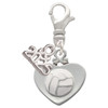 Silver Plated Volleyball in Heart - Silver Plated Clip on Charm with Mini Year 2025: Year to Remember Jewelry Gift - Celebrations
