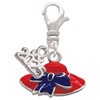 Silver Plated Red Hat With Purple Bow - Silver Plated Clip on Charm with Mini Year 2025: Year to Remember Jewelry Gift - Celebrations