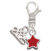 Silver Plated Mini 2-D Red Star - Silver Plated Clip on Charm with Mini Year 2025: Year to Remember Jewelry Gift - Celebrations