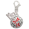 Silver Plated Volleyball - ''Set It'' - Silver Plated Clip on Charm with Mini Year 2025: Year to Remember Jewelry Gift - Celebrations