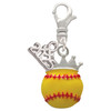 Silver Plated Softball optic yellow - Crown - Silver Plated Clip on Charm with Mini Year 2025: Year to Remember Jewelry Gift - Celebrations