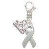 Silver Plated Ribbon - Silver Plated Clip on Charm with Mini Year 2025: Year to Remember Jewelry Gift - Celebrations