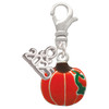 Silver Plated Small Pumpkin With Lines - Silver Plated Clip on Charm with Mini Year 2025: Year to Remember Jewelry Gift - Celebrations
