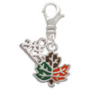 Silver Plated Small Enamel Fall Leaf - Silver Plated Clip on Charm with Mini Year 2025: Year to Remember Jewelry Gift - Celebrations