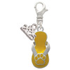 Silver Plated Yellow Paw Flip Flop - Silver Plated Clip on Charm with Mini Year 2025: Year to Remember Jewelry Gift - Celebrations