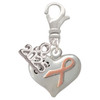 Silver Plated Small Heart with Pink Ribbon ''The Cure'' - Silver Plated Clip on Charm with Mini Year 2025: Year to Remember Jewelry Gift - Celebrations