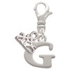 Silver Plated Large Initial - G - Silver Plated Clip on Charm with Mini Year 2025: Year to Remember Jewelry Gift - Celebrations