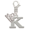 Silver Plated Large Initial - K - Silver Plated Clip on Charm with Mini Year 2025: Year to Remember Jewelry Gift - Celebrations