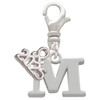 Silver Plated Large Initial - M - Silver Plated Clip on Charm with Mini Year 2025: Year to Remember Jewelry Gift - Celebrations