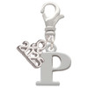 Silver Plated Large Initial - P - Silver Plated Clip on Charm with Mini Year 2025: Year to Remember Jewelry Gift - Celebrations