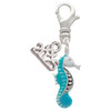 Silver Plated Hot Blue Seahorse - Silver Plated Clip on Charm with Mini Year 2025: Year to Remember Jewelry Gift - Celebrations