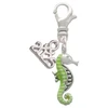Silver Plated Lime Green Seahorse - Silver Plated Clip on Charm with Mini Year 2025: Year to Remember Jewelry Gift - Celebrations