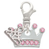 Silver Plated Crown with Light Pink Crystals - Silver Plated Clip on Charm with Mini Year 2025: Year to Remember Jewelry Gift - Celebrations