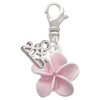 Silver Plated Pink Plumeria Flower - Silver Plated Clip on Charm with Mini Year 2025: Year to Remember Jewelry Gift - Celebrations