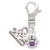 Silver Plated Mini Paw with Purple Crystal - Silver Plated Clip on Charm with Mini Year 2025: Year to Remember Jewelry Gift - Celebrations