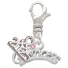 Silver Plated Princess with Pink Crystal - Silver Plated Clip on Charm with Mini Year 2025: Year to Remember Jewelry Gift - Celebrations