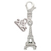 Silver Plated 3-D Eiffel Tower - Silver Plated Clip on Charm with Mini Year 2025: Year to Remember Jewelry Gift - Celebrations