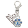 Silver Plated Mini Paw with Blue Crystals - Silver Plated Clip on Charm with Mini Year 2025: Year to Remember Jewelry Gift - Celebrations