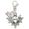 Silver Plated Large Heart with Flowers - Silver Plated Clip on Charm with Mini Year 2025: Year to Remember Jewelry Gift - Celebrations