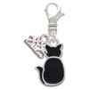 Silver Plated Large 2-D Black Cat Back - Silver Plated Clip on Charm with Mini Year 2025: Year to Remember Jewelry Gift - Celebrations