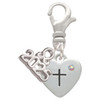 Silver Plated Small Heart with Cross & Fish with Crystal - Silver Plated Clip on Charm with Mini Year 2025: Year to Remember Jewelry Gift - Celebrations