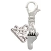 Silver Plated Small Bare Feet - Silver Plated Clip on Charm with Mini Year 2025: Year to Remember Jewelry Gift - Celebrations