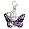 Silver Plated Large Purple Butterfly with 6 AB Crystals - Silver Plated Clip on Charm with Mini Year 2025: Year to Remember Jewelry Gift - Celebrations