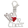 Silver Plated I love to Cheer with Red Heart - Silver Plated Clip on Charm with Mini Year 2025: Year to Remember Jewelry Gift - Celebrations