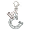 Silver Plated Horseshoe with Side Loop - Silver Plated Clip on Charm with Mini Year 2025: Year to Remember Jewelry Gift - Celebrations