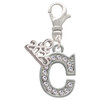 Silver Plated Crystal Initial - C - Silver Plated Clip on Charm with Mini Year 2025: Year to Remember Jewelry Gift - Celebrations