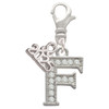 Silver Plated Crystal Initial - F - Silver Plated Clip on Charm with Mini Year 2025: Year to Remember Jewelry Gift - Celebrations
