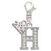 Silver Plated Crystal Initial - H - Silver Plated Clip on Charm with Mini Year 2025: Year to Remember Jewelry Gift - Celebrations
