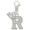 Silver Plated Crystal Initial - R - Silver Plated Clip on Charm with Mini Year 2025: Year to Remember Jewelry Gift - Celebrations