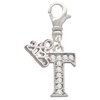 Silver Plated Crystal Initial - T - Silver Plated Clip on Charm with Mini Year 2025: Year to Remember Jewelry Gift - Celebrations