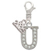 Silver Plated Crystal Initial - U - Silver Plated Clip on Charm with Mini Year 2025: Year to Remember Jewelry Gift - Celebrations
