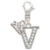Silver Plated Crystal Initial - V - Silver Plated Clip on Charm with Mini Year 2025: Year to Remember Jewelry Gift - Celebrations
