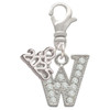 Silver Plated Crystal Initial - W - Silver Plated Clip on Charm with Mini Year 2025: Year to Remember Jewelry Gift - Celebrations