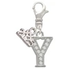 Silver Plated Crystal Initial - Y - Silver Plated Clip on Charm with Mini Year 2025: Year to Remember Jewelry Gift - Celebrations