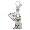 Silver Plated 2-D Smiling Cat - Silver Plated Clip on Charm with Mini Year 2025: Year to Remember Jewelry Gift - Celebrations