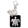 Silver Plated Turtle on Black Frame - Silver Plated Clip on Charm with Mini Year 2025: Year to Remember Jewelry Gift - Celebrations