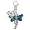 Silver Plated Dragonfly with Green & Blue Wings - Silver Plated Clip on Charm with Mini Year 2025: Year to Remember Jewelry Gift - Celebrations