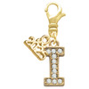 Gold-tone Crystal Initial - I - Gold-tone Plated Clip on Charm with Mini Year 2025: Year to Remember Jewelry Gift - Celebrations