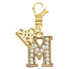 Gold-tone Crystal Initial - M - Gold-tone Plated Clip on Charm with Mini Year 2025: Year to Remember Jewelry Gift - Celebrations
