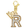Gold-tone Crystal Initial - R - Gold-tone Plated Clip on Charm with Mini Year 2025: Year to Remember Jewelry Gift - Celebrations