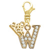 Gold-tone Crystal Initial - W - Gold-tone Plated Clip on Charm with Mini Year 2025: Year to Remember Jewelry Gift - Celebrations
